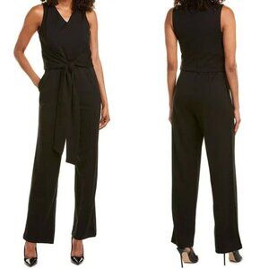 J. McLaughlin Raye Black Knit Jersey Belted Sleeveless Wide Leg Jumpsuit L